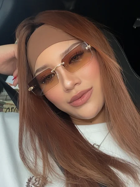 Wide Brown Headband With Auburn Hair