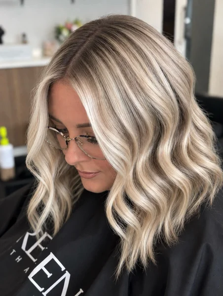 Platinum Blonde Wavy Long Bob