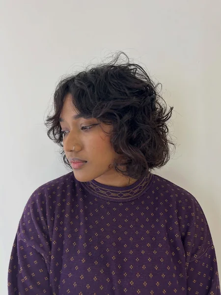 Messy Wavy Bob with Curtain Fringe