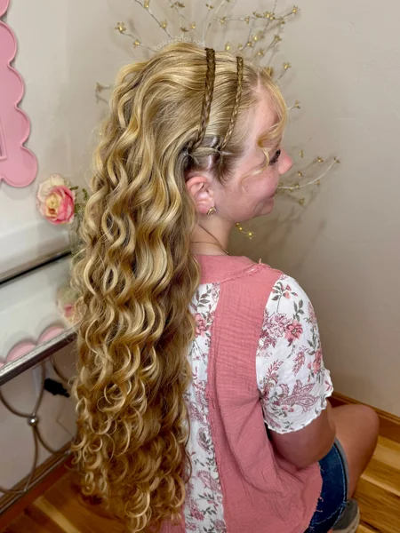 Braided Headband with Long Curls