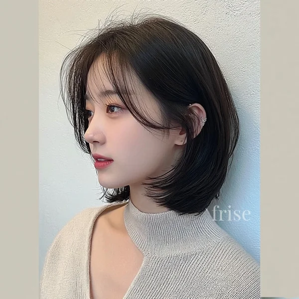 Korean Layered Bob with Wispy Bangs