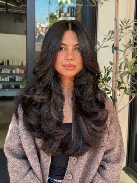 Long Glossy Black Blowout