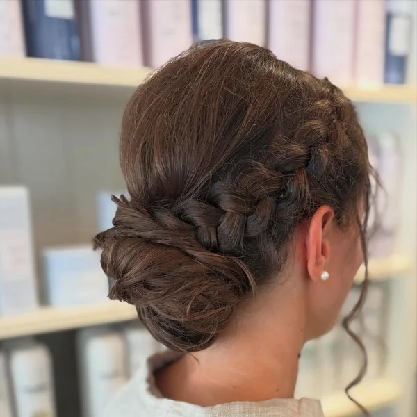 Dutch Braid Into Twisted Low Bun
