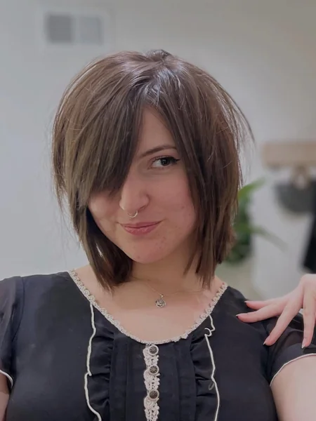 Choppy Layered Bob with Side Fringe