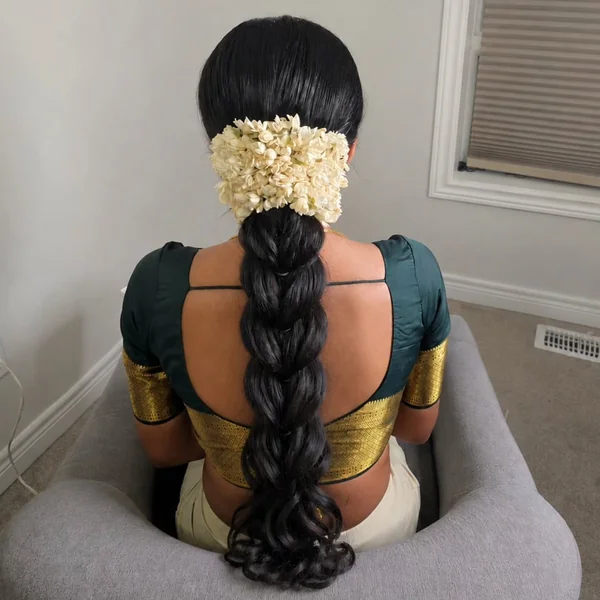Thick Braid With Jasmine Gajra