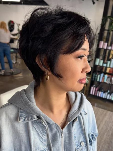 Textured Black Shaggy Pixie
