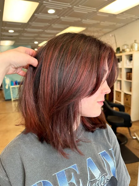 Cherry Red Layered Bob