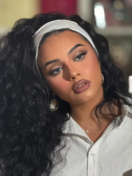 White Wide Headband With Big Curls