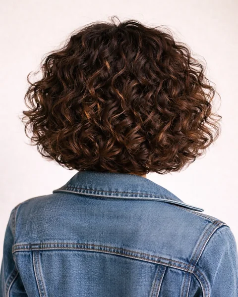 Rounded Curly Bob in Brown