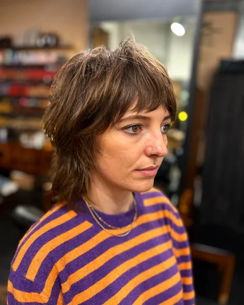 Shaggy Mullet with Choppy Bangs