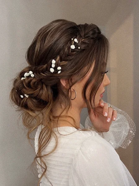 Boho Bridal Braid with Baby's Breath