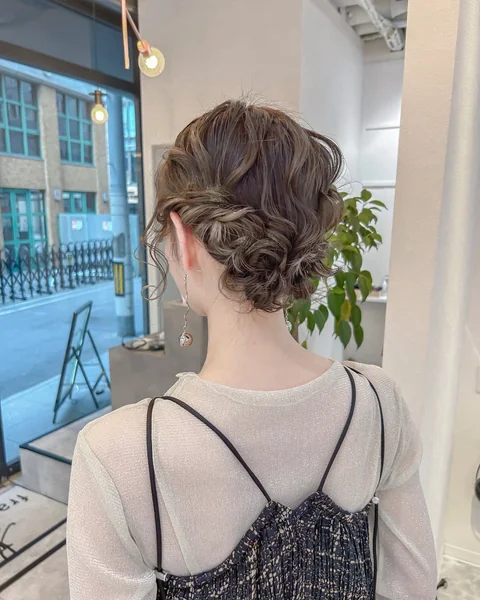 Short Wavy Twisted Updo