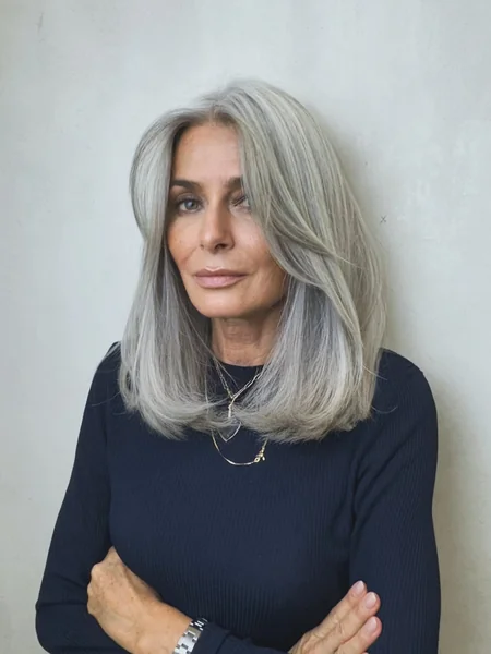 Silver Lob with Face-Framing Layers