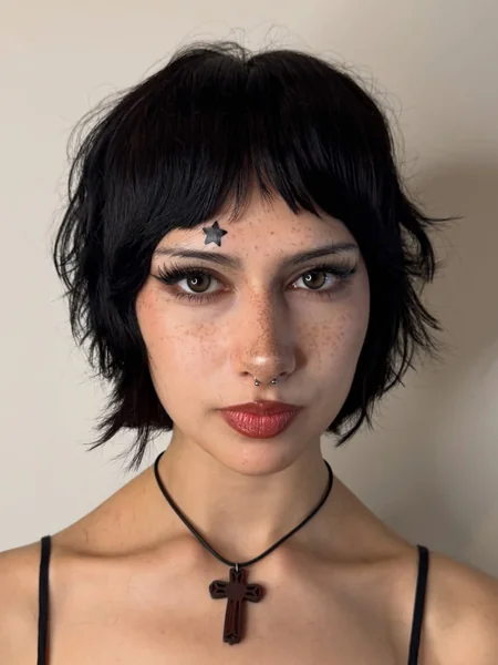 Shaggy Black Bob with Short Bangs