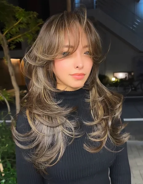 Butterfly Layers with Bangs, Balayage