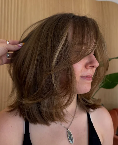 Light Brown Balayage Layered Bob