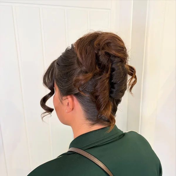 Curled Twist Updo for Medium Length Hair