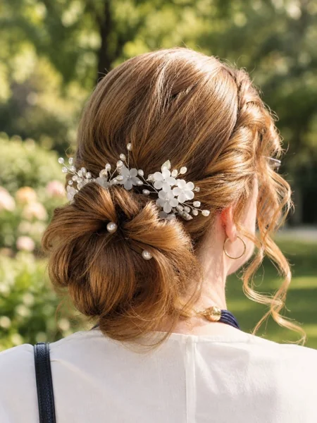 Garden Bun with Floral Comb