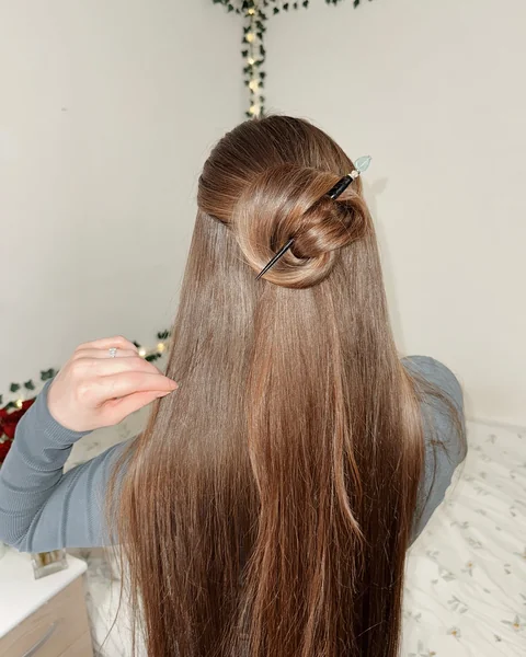 Half-Up Bun with a Hair Stick
