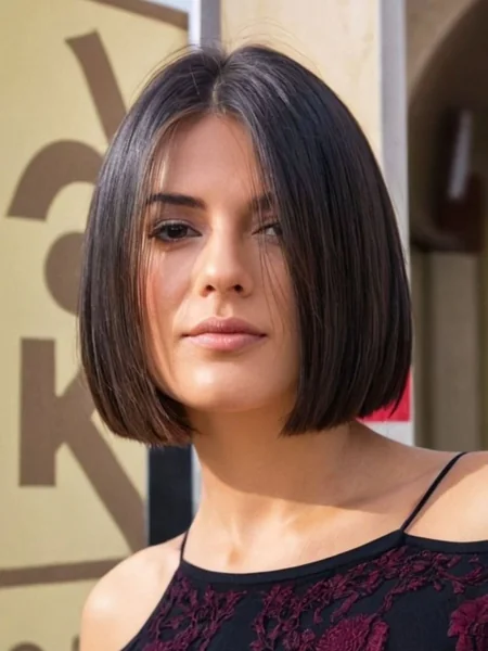 Classic Blunt Brunette Bob