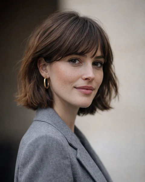 Textured Bob with Full Bangs