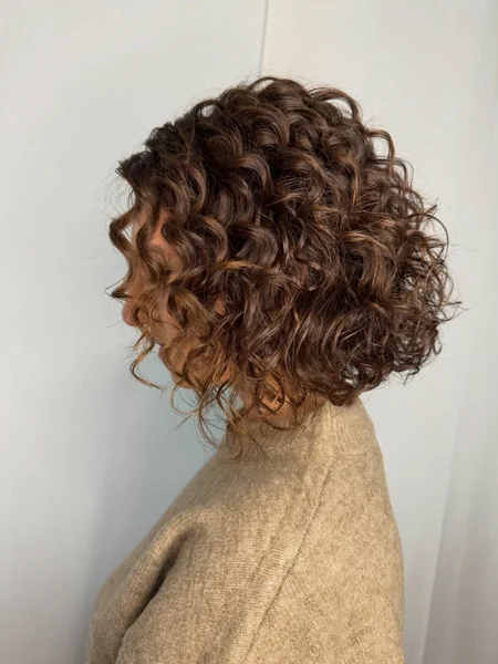 Chestnut Curly Bob
