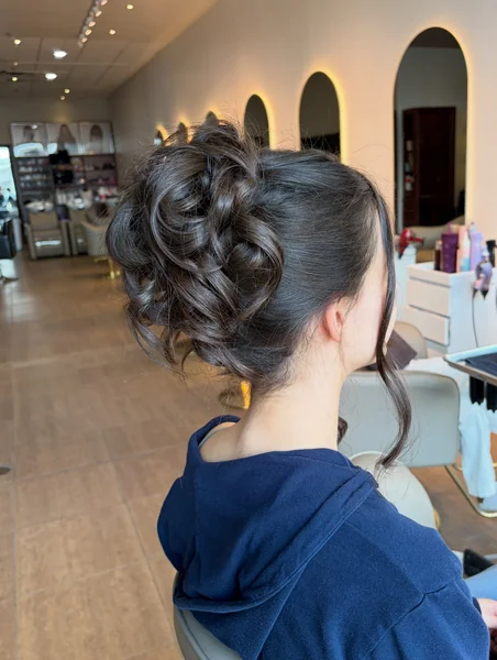 Cute Messy Curly Bun Updo