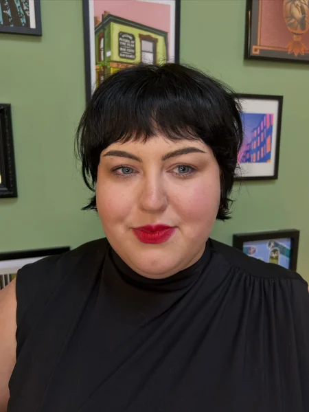 Black Shaggy Pixie with Micro Bangs