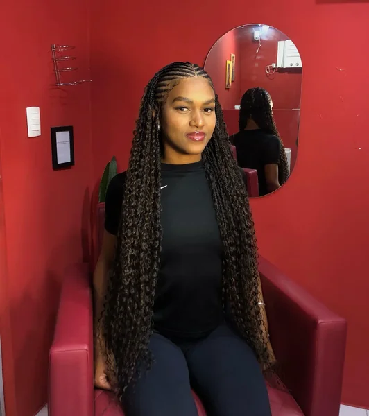 Front Cornrows into Long Boho Braids