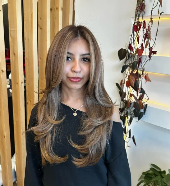 Long Layers with Caramel Highlights