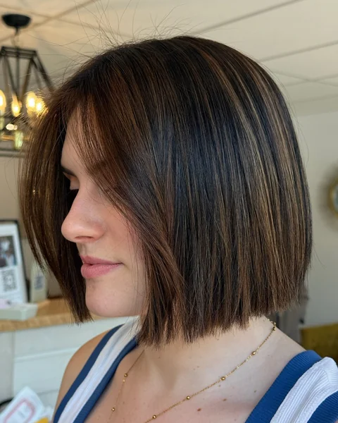 Chocolate Bob with Caramel Highlights