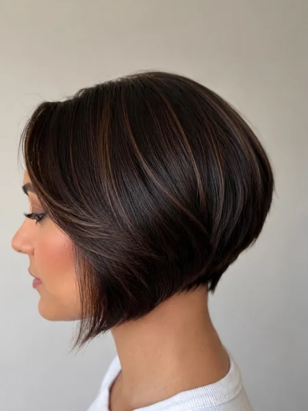 Espresso Stacked Bob with Copper Highlights