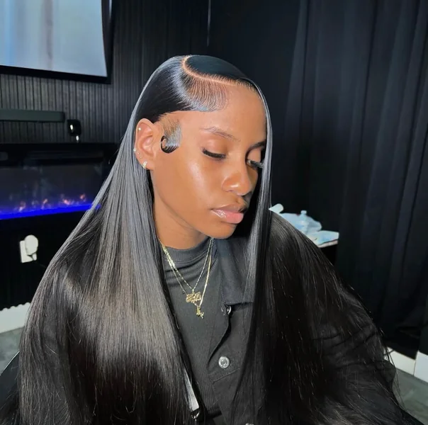 Deep Side Part With Swirl