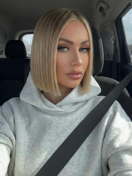 Sleek Champagne Blunt Bob