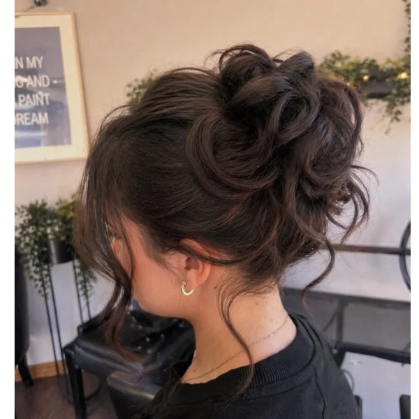 Tousled Curly Top Bun