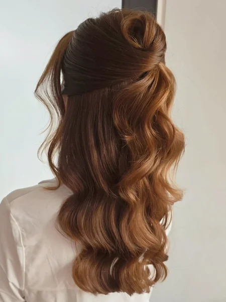 Looped Half Up Knot with Soft Waves