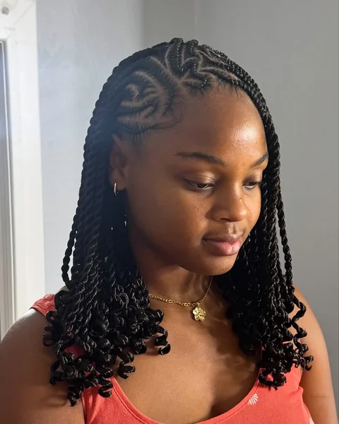 Heart Cornrow Twist Bob