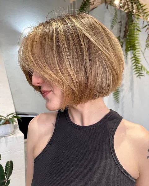 Caramel Bob with Soft Bangs