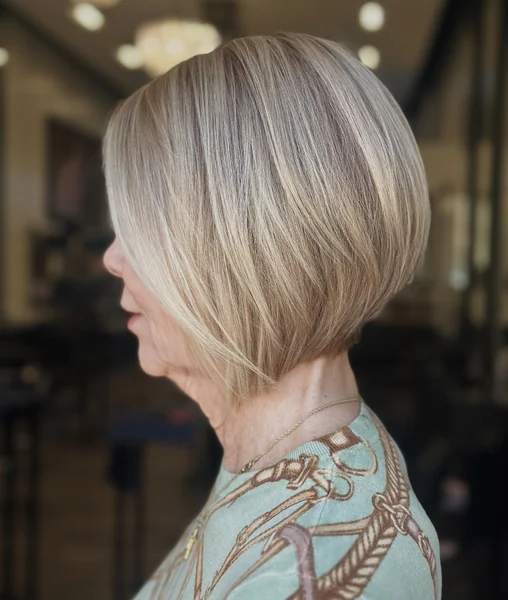 Stacked Bob with Blonde Highlights