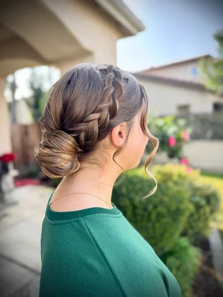 Simple Dutch Braid Side Bun