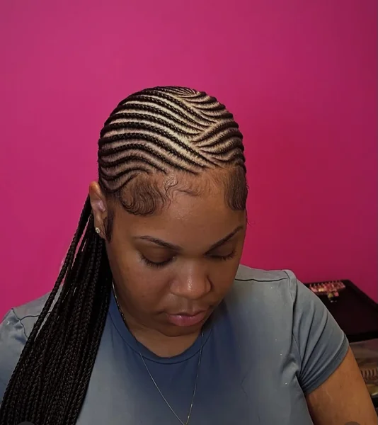 Wavy Side-Swept Lemonade Cornrows