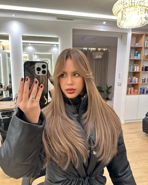Straight Hair with Curtain Bangs