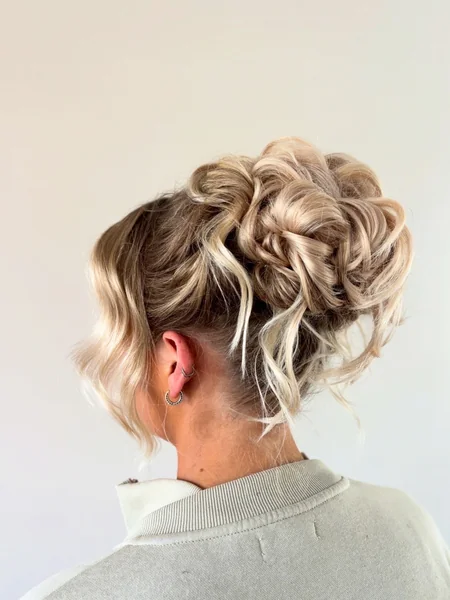 Messy Curly Blonde Bun