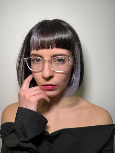 Sleek Bob with Lavender Peekaboo