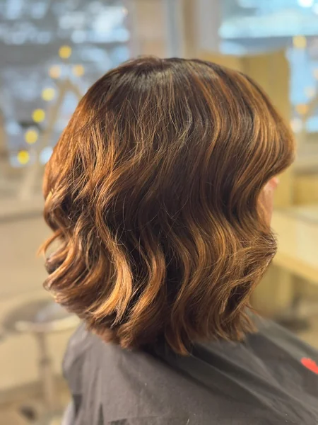 Auburn Wavy Bob Back View