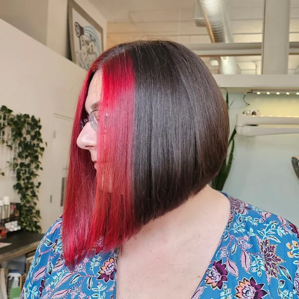 Red Money Piece Angled Bob