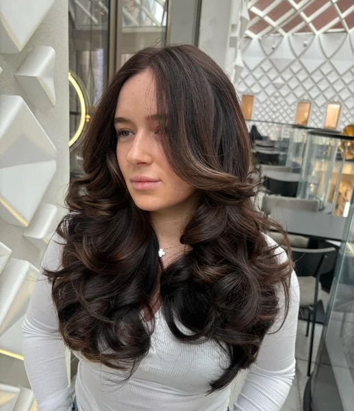 Soft Brunette Curls with Layers