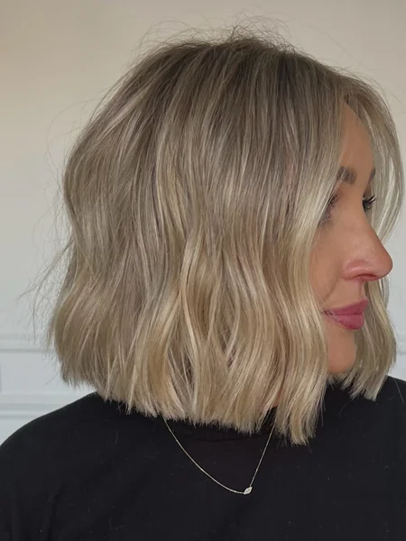 Ash Blonde Wavy Bob