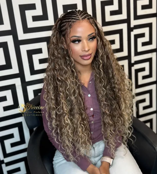 Blonde Fulani Braids with Curly Strands