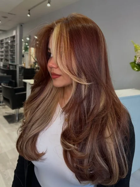 Copper Hair with Blonde Front Streak